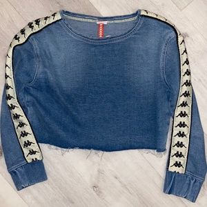 kappa denim long sleeve crop top